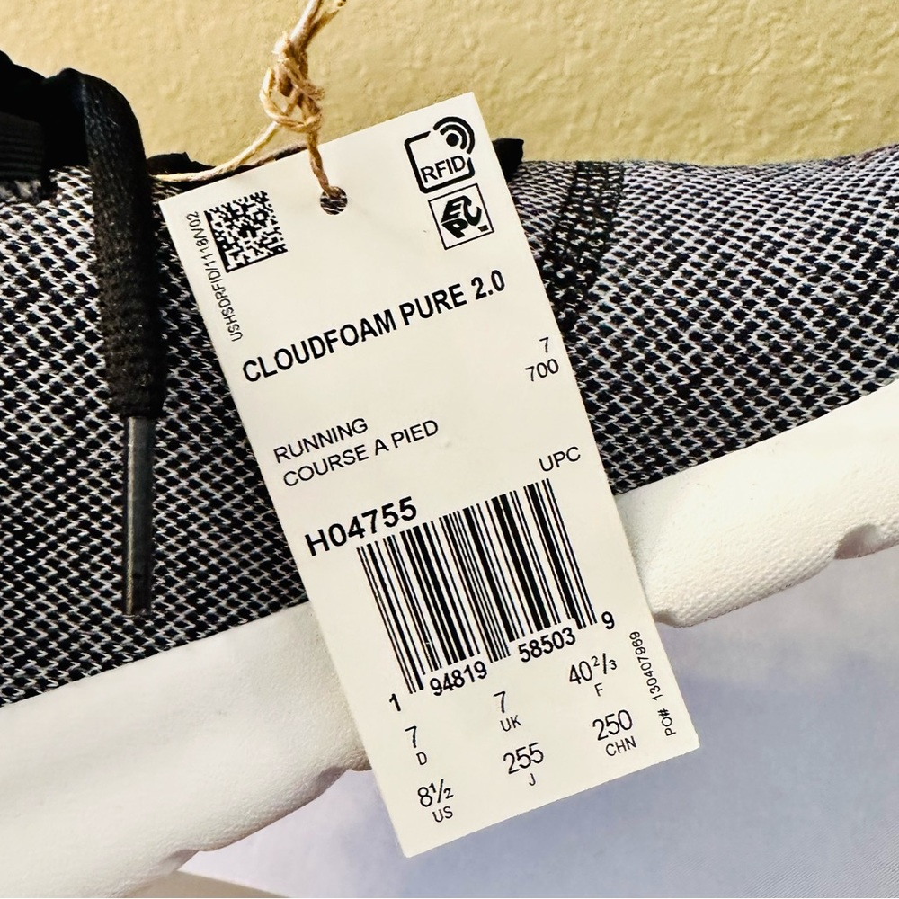 NEW! Adidas Women's CLOUDFOAM PURE 2.0 SHOES, Black/White Running Shoes - Picture 8 of 9